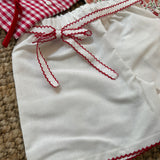 Shorts bianco con orlo profilo rosso centinato e cinturino con fiocco La Mascot 55/2501377