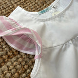 Camicetta LAB bianco con volants rigoni rosa e bianco