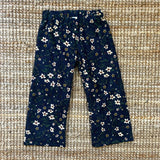 Pantalone LAB velluto a costine stampa fiori base blu