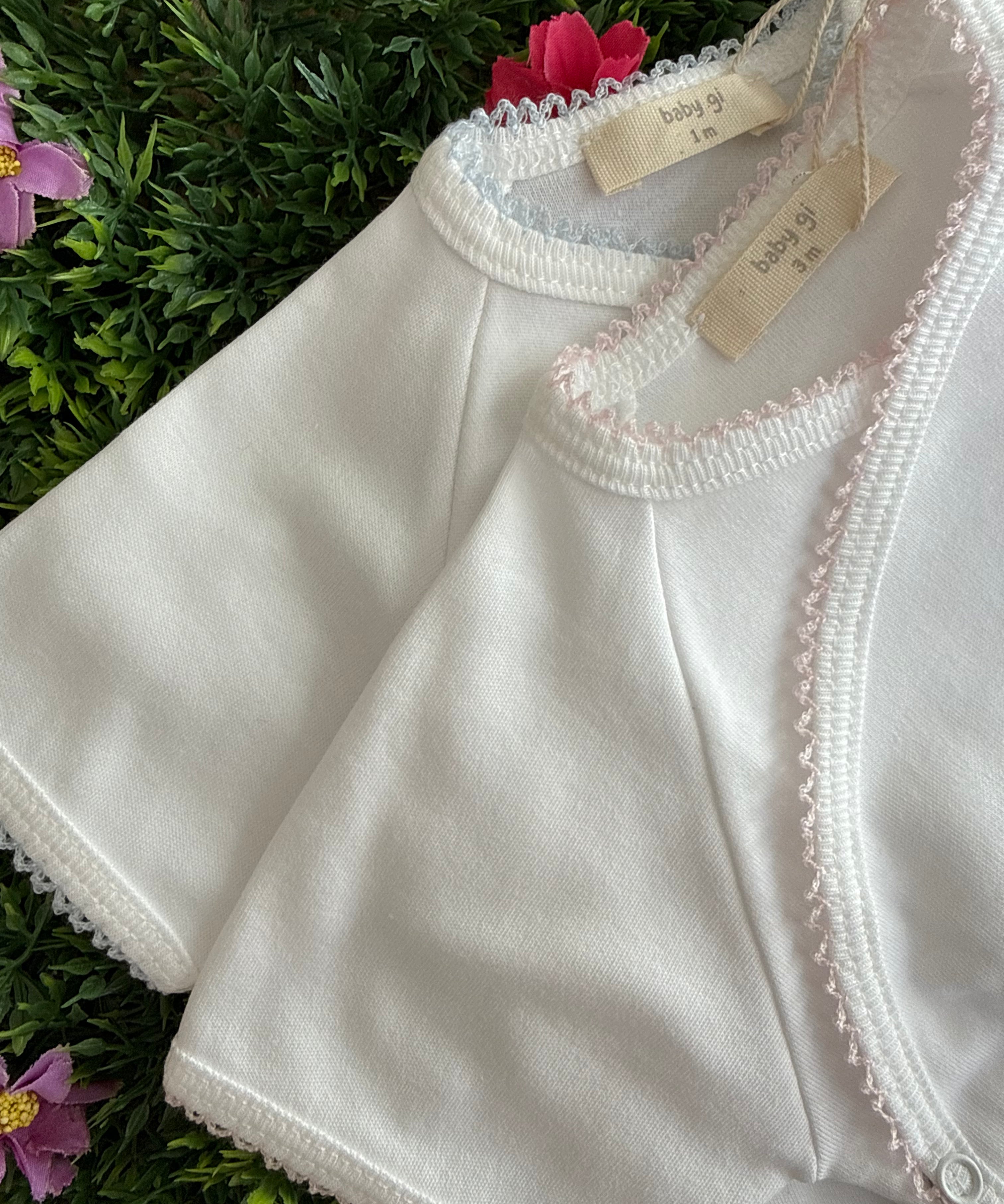 Body newborn incrociato profili rosa BG56MC