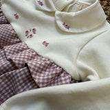 Tutina newborn in flanella vichy con fiorellini ricamati F25N152TUNC