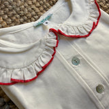 Polo LAB latte con colletto rotondo frill rosso