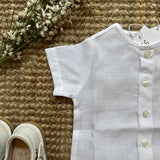 Completo newborn camicia lino e bermuda millerighe verde salvia La Mascot 55/1305013 55/2501748
