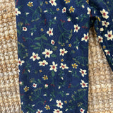 Pantalone LAB velluto a costine stampa fiori base blu