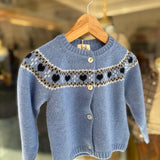 Cardigan azzurro disegno jaquard misto cashmere Malvi F26I102GFLL