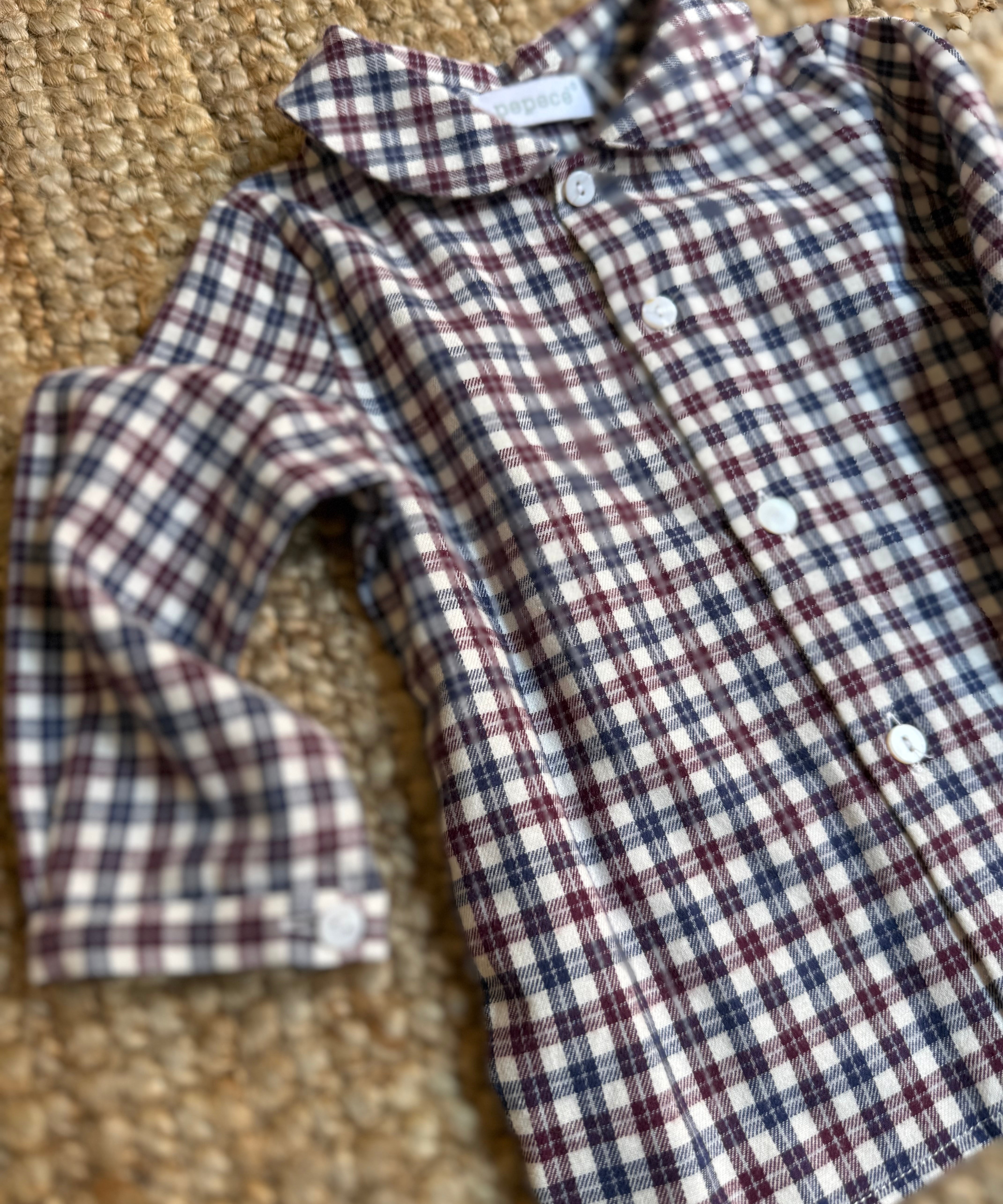 Camicia quadro latte blu e bordeaux 7300 45 Pepecè