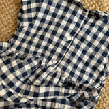 Abito vichy maxi blu e bianco con ricamo a nido d'ape Malvi & Co S26M007VECRR