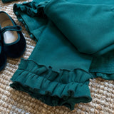 Completo LAB felpato verde con colletto tartan