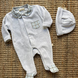Tutina in ciniglia grigio dettaglio vichy IH53B BabyGi