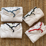 Polo LAB bianco con collo tulipano profilato in velluto