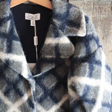 Blue and cream check coat GN23003