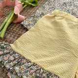 Completo LAB fiorellini e righine bianco giallo