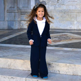 Miriam + Lea LT3A00038 LT3J00013SR navy blue palazzo trousers and cardigan sweater set