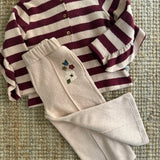 Completo rigoni rosa e bordeaux e pantalone ricamo 138409 138307 Time to Bloom