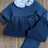 Completo incrociato felpa centinato e pantalone sigaretta blu La Mascot