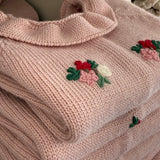 Maglioncino colletto frill rosa ricamato a mano Mi Lucero x LA NUVOLA LAB I25271