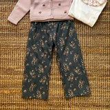 Pantalone LAB velluto a costine stampa fiori base carta da zucchero