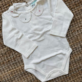 Body LAB Natale con colletto petalo ricamato a pois manica lunga