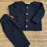 Completo LAB in felpa garzata blu newborn