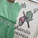 Abito verde chiaro in voile con ricamo smock Malvi & Co S26M004VEZV
