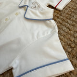 Polo mezza manica bianco con profilo azzurro Mariella Ferrari CAY23