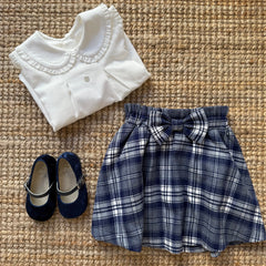 Gonna tartan blu fiocco Malvi F25M044GNRS