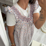 Abito LAB donna fiorellini punto smock con ricamo