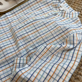 Camicia coreana quadro azzurro e arancio Mariella Ferrari CAD4