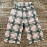 Pantalone gaucho Magil quadri rosa grigio e panna IN25065