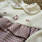 Tutina newborn in flanella vichy con fiorellini ricamati F25N152TUNC