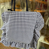 Borsa LAB con rouches vichy bianco e blu