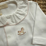 Tutina cavallino a dondolo ricamato dettagli rosa RH53GM Baby Gi