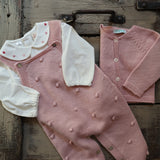 Pink crewneck cardigan newborn Mi Lucero x LA NUVOLA LAB I24064