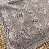 Copertina rombi tortora unisex in pura Lana merino