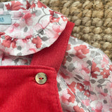 Completo LAB salopette in velluto ciclamino con camicia