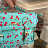 Borsa cartella media con tracolla tiffany con ciliegie Naj-Oleari
