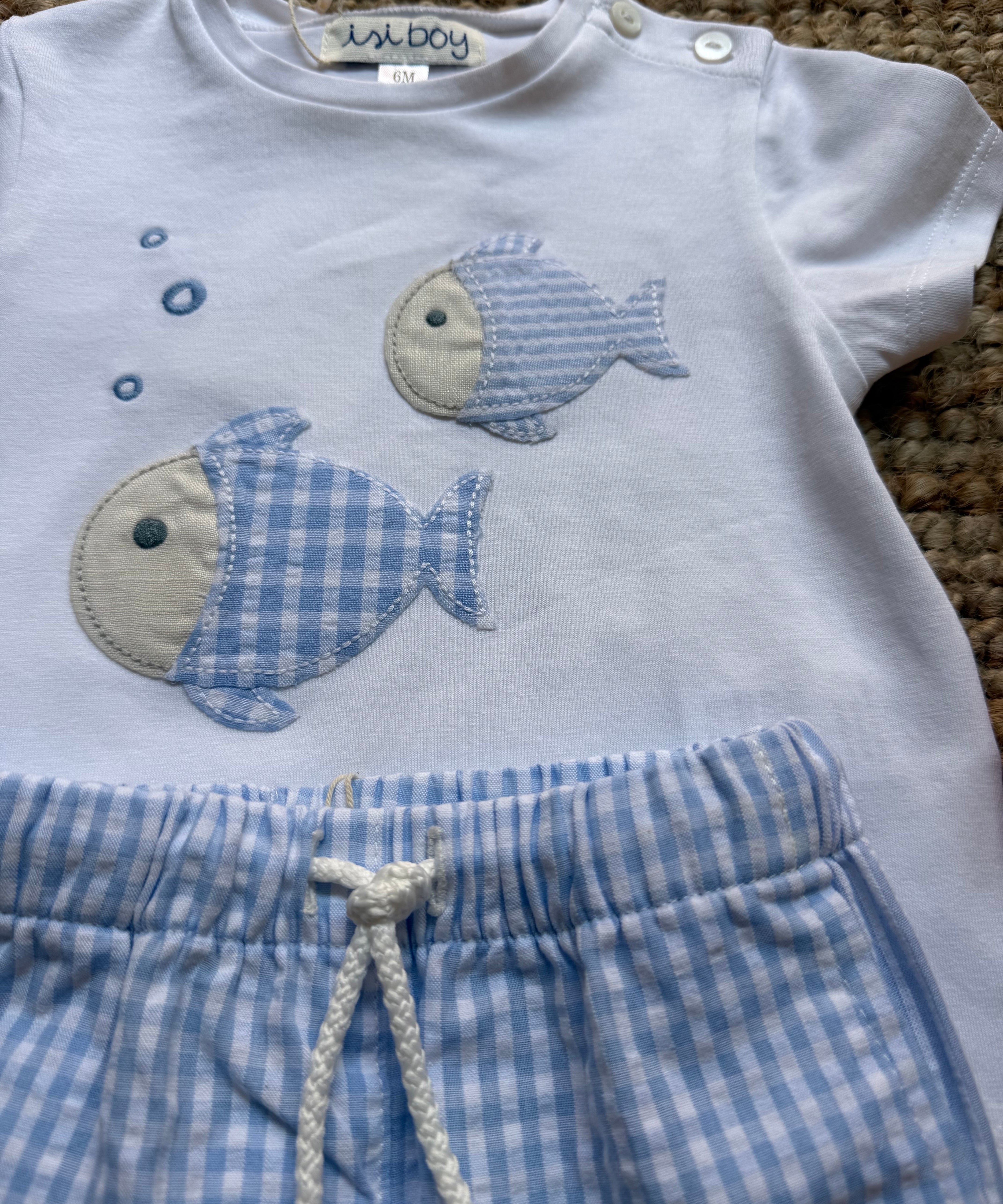Boxer mare costume goffrato bianco e azzurro Malvi & Co S26B211CSQQ