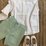Camicia coreana manica lunga bianco B8985