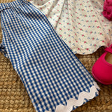 Pantalone pinocchietto Sandra LAB vichy bianco e blu con maxi serpentina