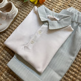 Completo polo e bermuda millerighe verde salvia La Mascot 55/1206012 55/2303602