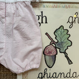Pagliaccetto in jersey a righe goffrate rosa e bianco con ricamo Malvi & Co S26N159TURR