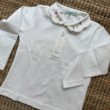 Polo LAB colletto petalo e ricamo luci natalizie