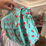 Borsa cartella media con tracolla tiffany con ciliegie Naj-Oleari