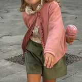 Cardigan Magil rosa babol con rouches IN22068