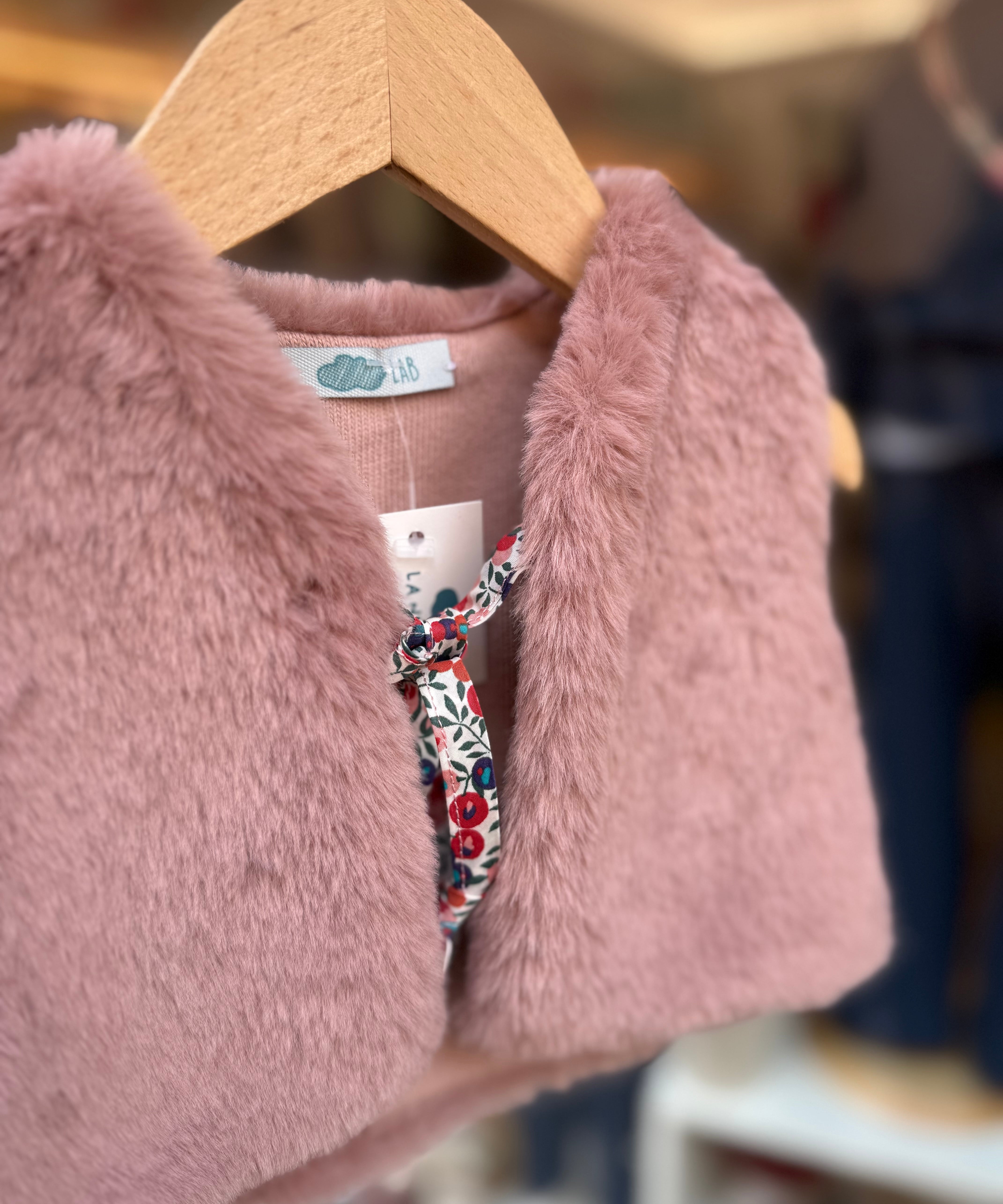 Gilet ecopelliccia rosa LAB