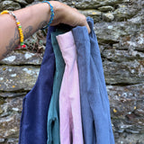 Pantalone palazzo LAB Ginny in velluto a microcostine blu polvere con pences