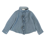 Camicetta Magil denim con rouches IN26044