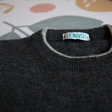 LAB crew neck sweater mixed cashmere dark grey melange light grey profiles