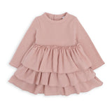 Warm pink cotton dress with ruffles GN20132