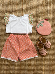 T-shirt aletta frill fantasia fiorellino pesca Mariella Ferrari TSB2BIS